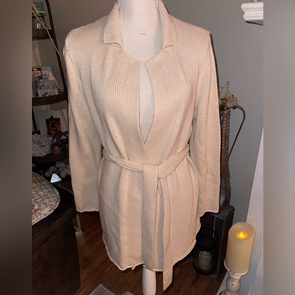 Eileen Fisher Belted Long Cardigan Cashmere Blend Petite Medium Nwt